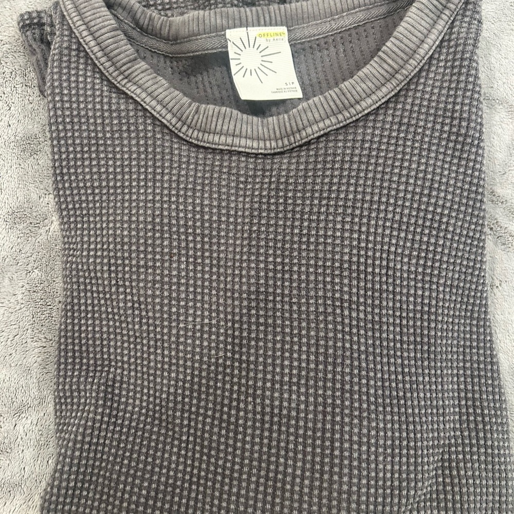 Charcoal Waffle Knit Top